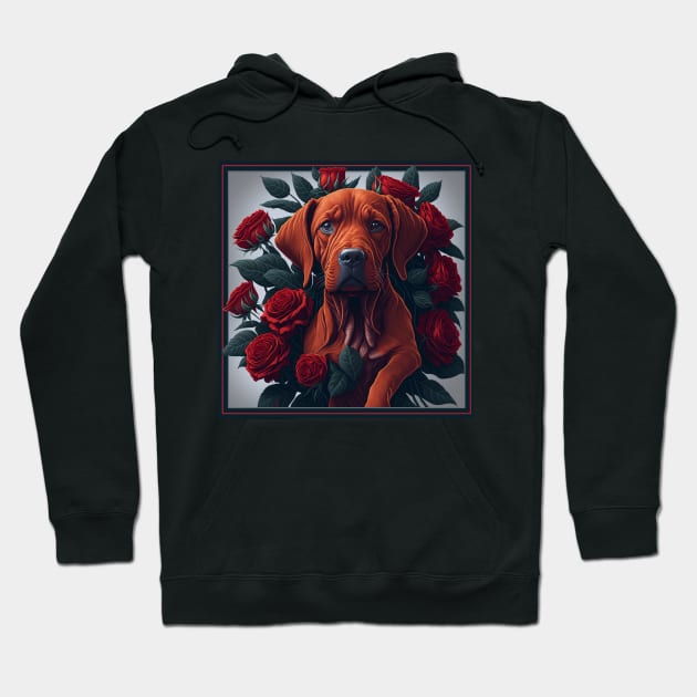 Vizsla red roses 2 Hoodie by xlhombat